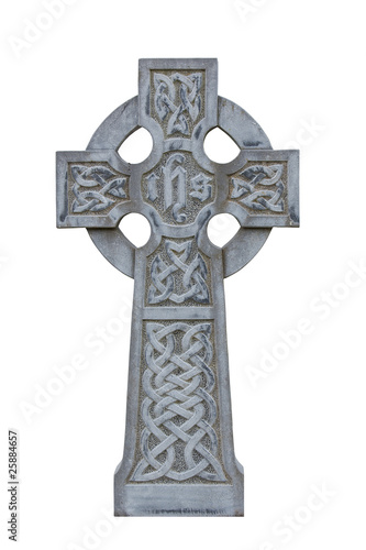 Fotografie celtic tombstone cross isolated