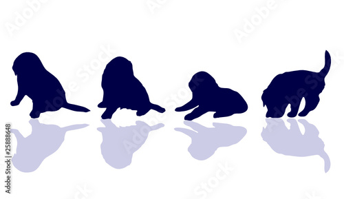sweet little puppies vector silhouettes