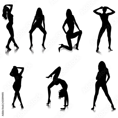 Female Stripper Silhouettes.Vector