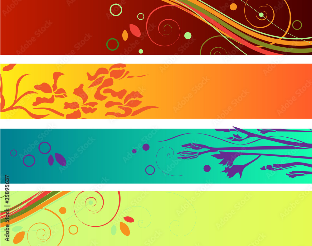 Set of different floral banners Set of different floral banners