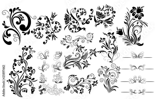 Fototapeta Collection of different tattoo design elements