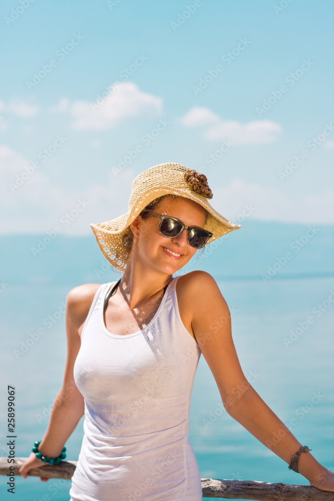 Happy young girl at beach