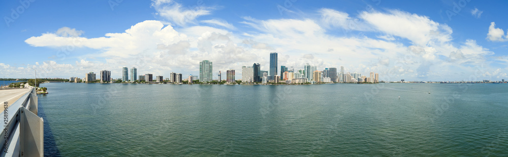 Miami Skyline Panorama from MacArthur Causeway Bridge