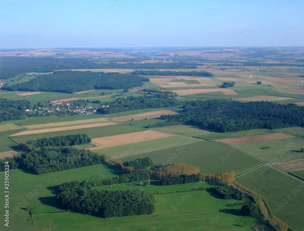 Aerial view of countryside  north Yonne