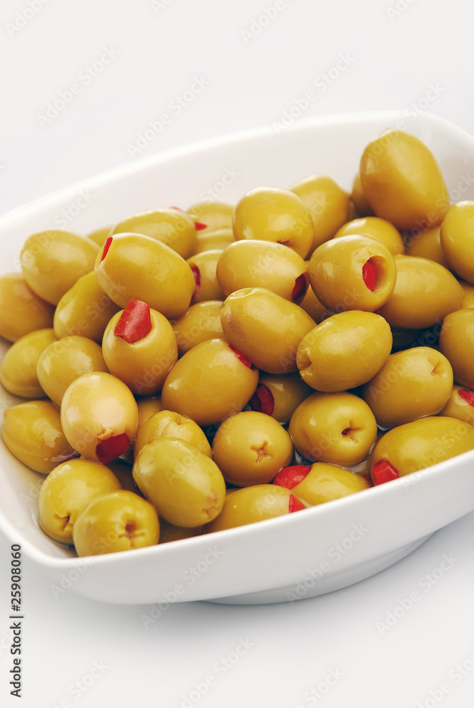 green olives, stuffed with red peppers green olives, stuffed with red peppers
