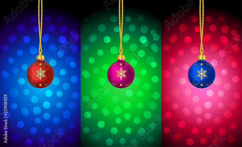 Christmas Ornaments on Blurry Light Backgrounds