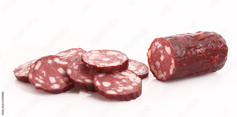 Smoked sausage isolated on white Smoked sausage isolated on white