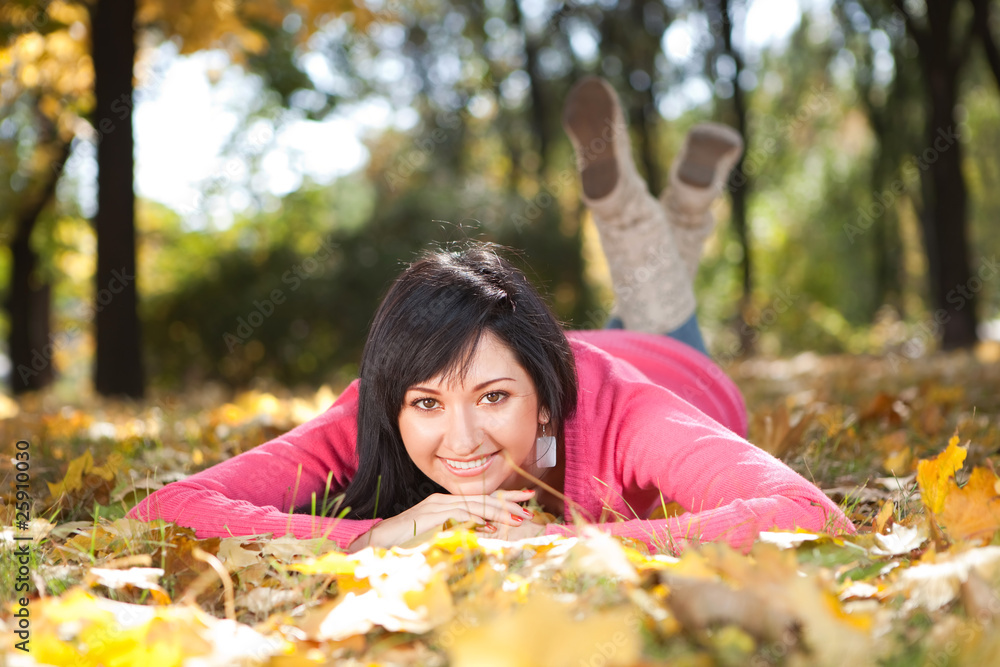 Young pretty woman in the autumn park Young pretty woman in the autumn park