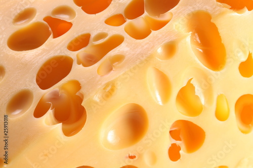 Texture of Swiss cheese close up