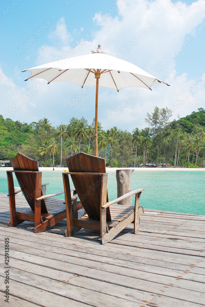 Beach chair at the resort, thailand