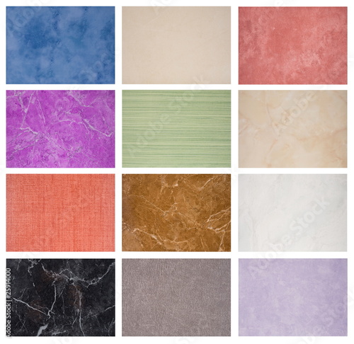 Samples of the texture of marble tiles