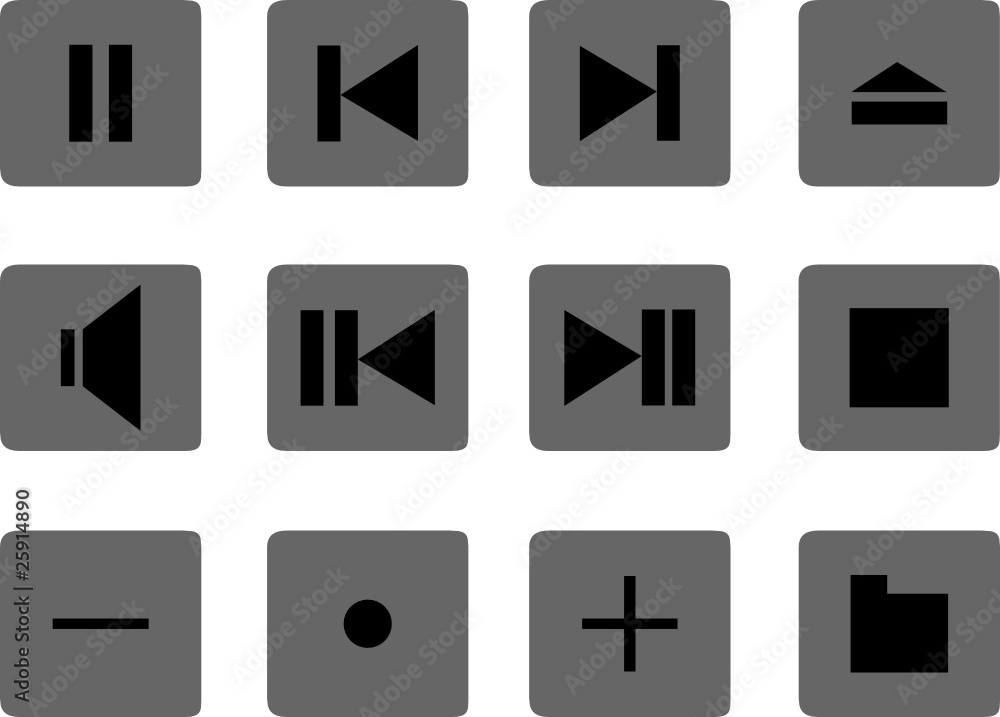 Collection of buttons for mediaplayers Collection of buttons for mediaplayers