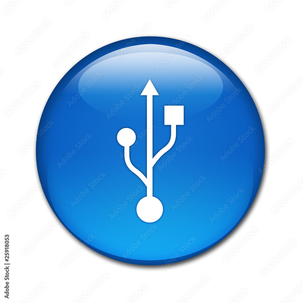 Boton brillante simbolo Universal Serial Bus Boton brillante simbolo Universal Serial Bus