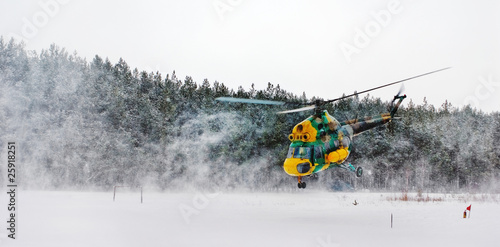 helicopter in winter