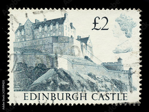 English Postage Stamp showing Edinburgh Castle