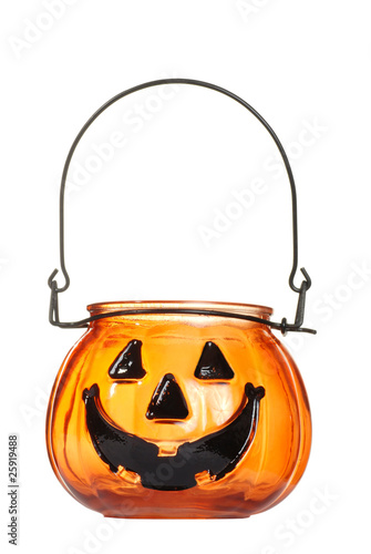 glass halloween pumpkin candle holder