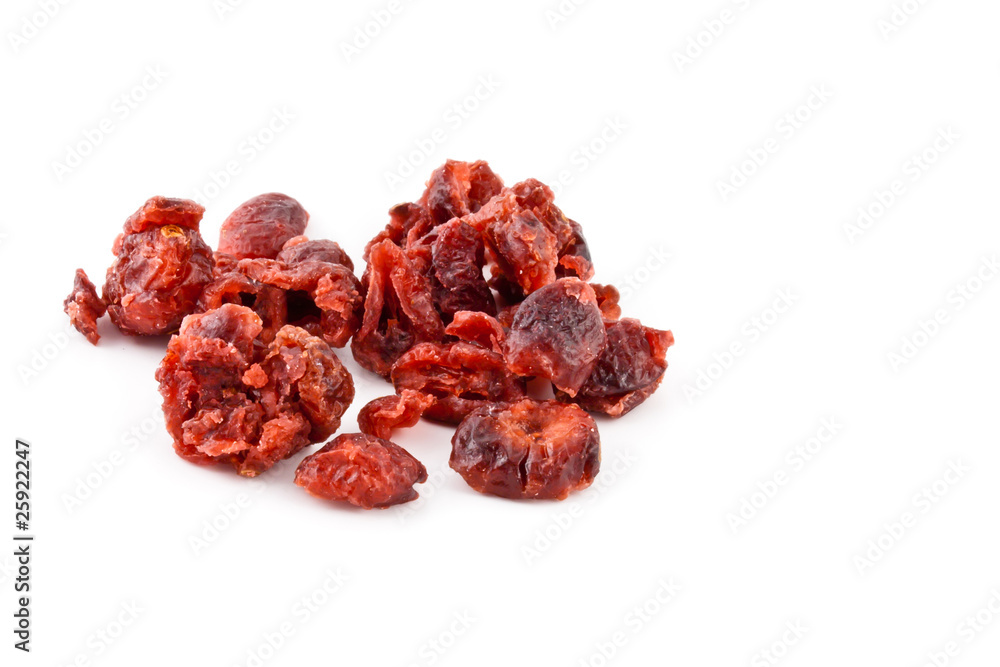 Dry red blueberries with white background Dry red blueberries with white background
