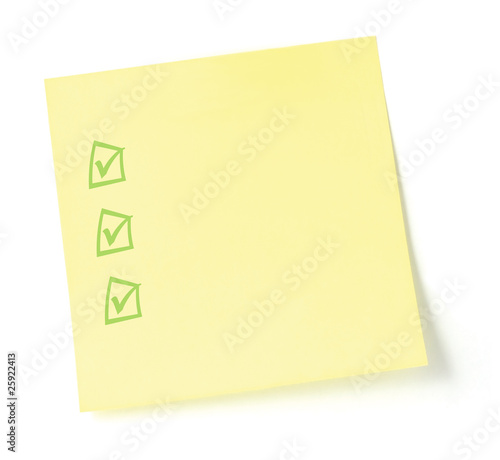 Yellow Blank To-Do Checklist Sticky Note Isolated