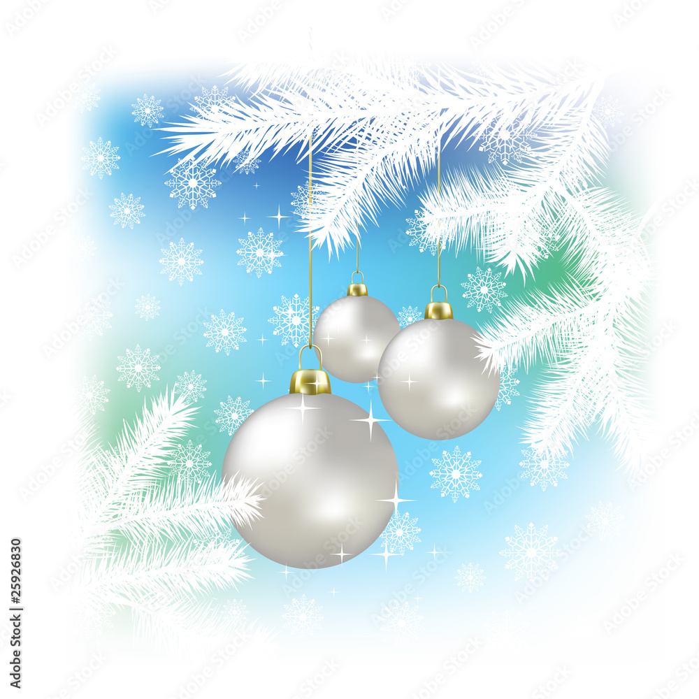 Christmas balls and snowflakes on a blue background Christmas balls and snowflakes on a blue background