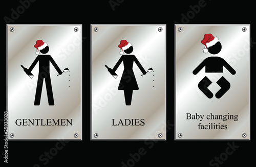 Christmas Gens Ladies & baby changing Restroom Signs