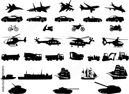transportation silhouette collection vector
