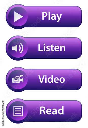 MEDIA Web Buttons (read video listen play watch player news set)