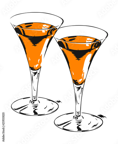 glasses with liqueur