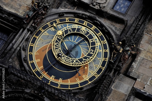 Photography Very famous Prague Astronomic Clock (Prazsky Orloj) in Czech Republic