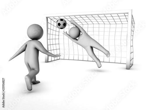 two 3D soccer players and the gate