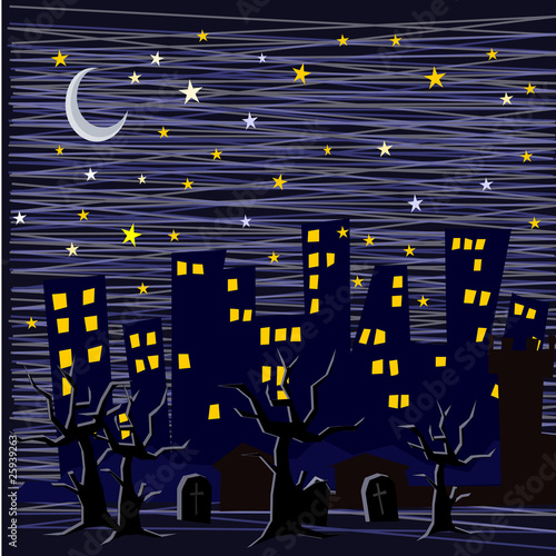 Carta da parati la città notturna - Carta da parati sfondo halloween