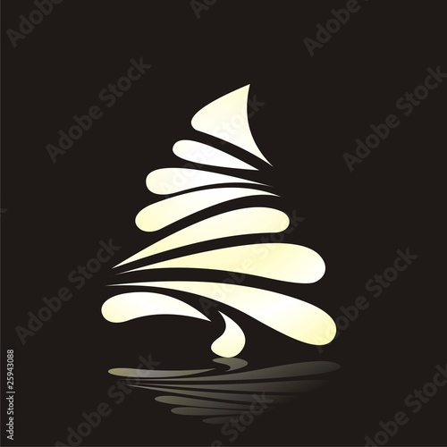 Fototapeta Naklejka Na Ścianę i Meble -  Christmas gold tree on black background