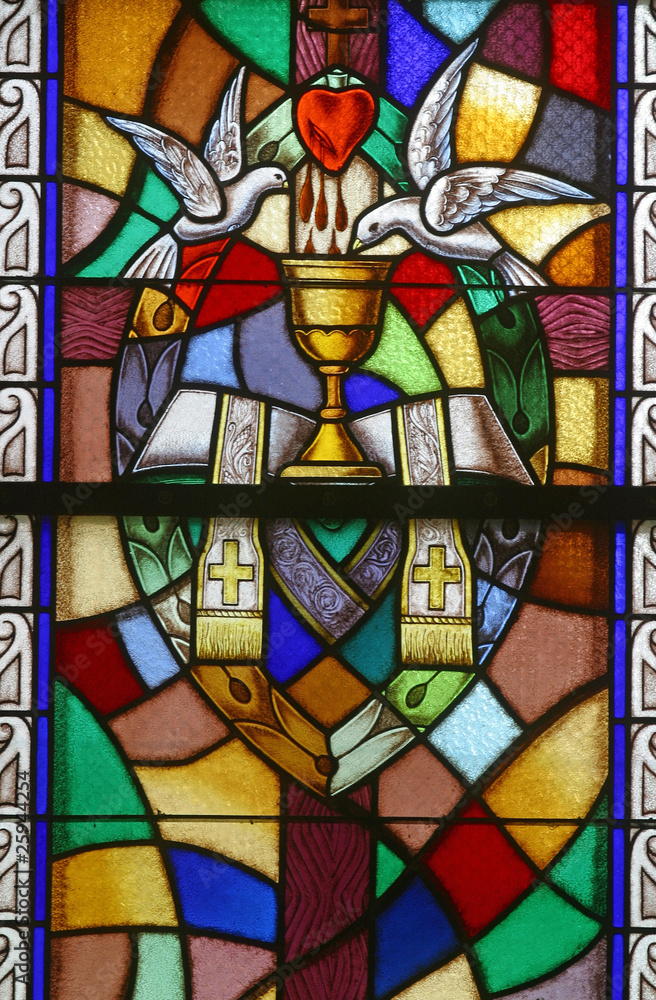 Holy Orders, Seven Sacraments, Stained glass