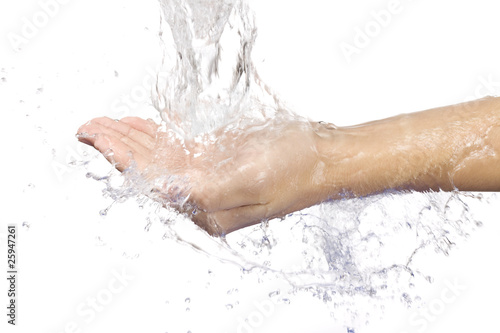 water splash on hand