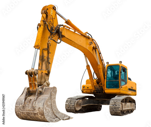 Yellow Excavator at Construction Site