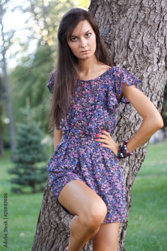 The girl at a tree The girl at a tree
