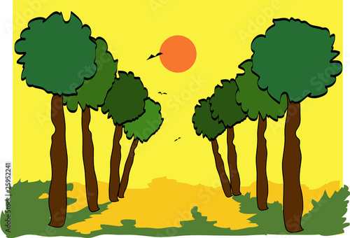 cielo giallo con sole rosso