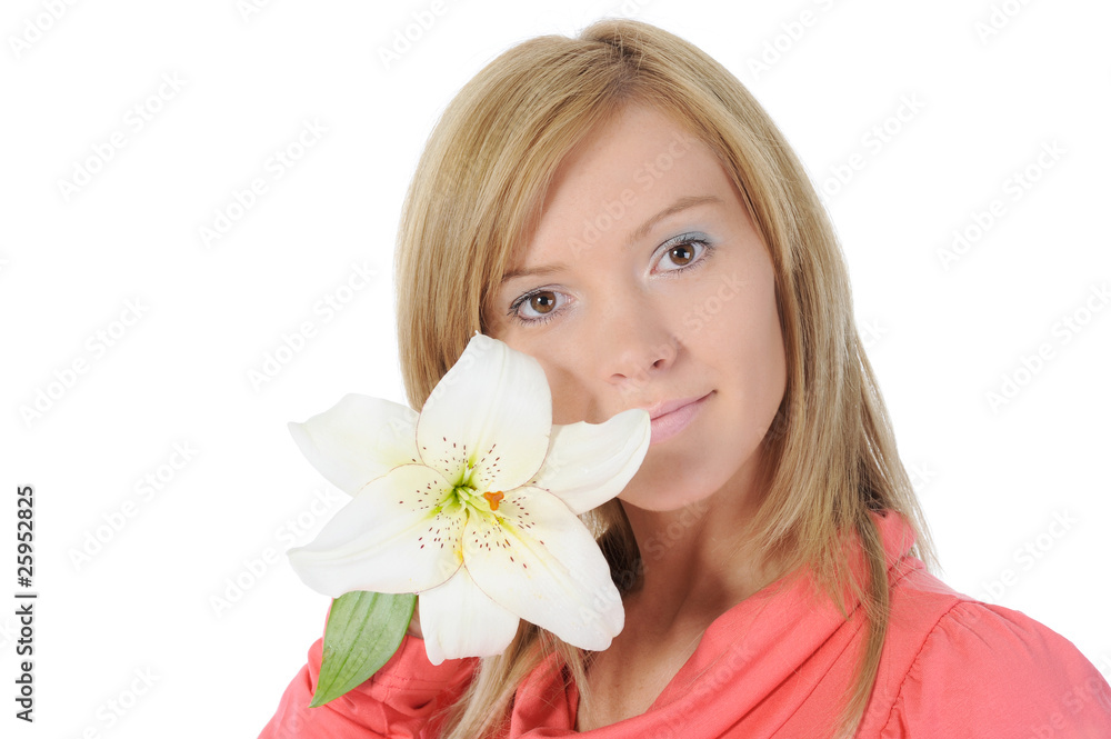 woman with lily in her hand