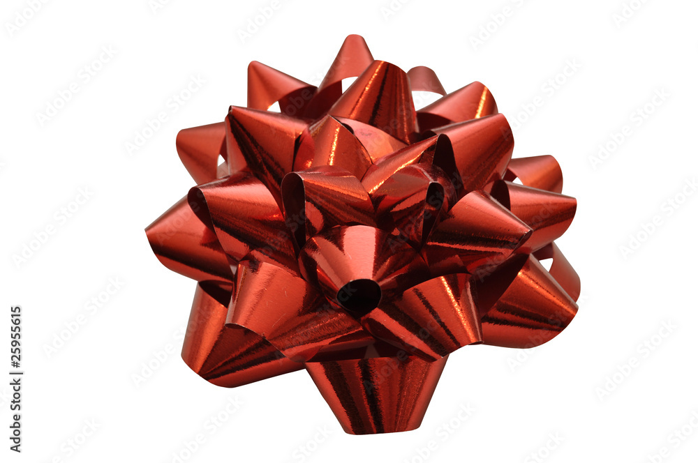Bow of red ribbon isolated on white with clipping path