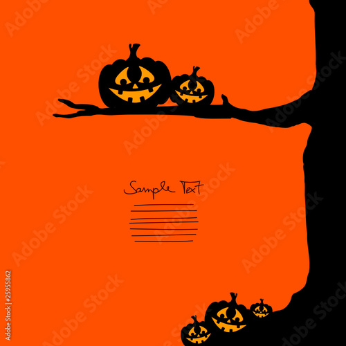 5 Pumpkins & Tree Halloween