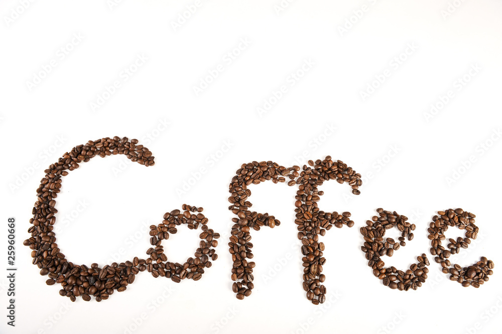 Coffee beans spelling the word Coffee beans spelling the word