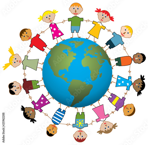 vector illustration of children around the world