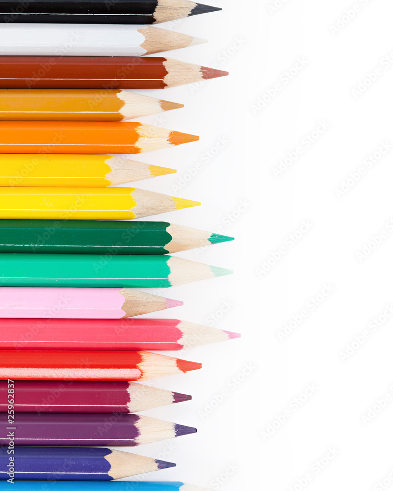 Fototapeta premium Color pencils border