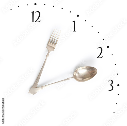 Lunchtime, clock made of fork and spoon