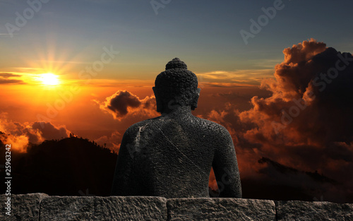 Buddha watching sunset