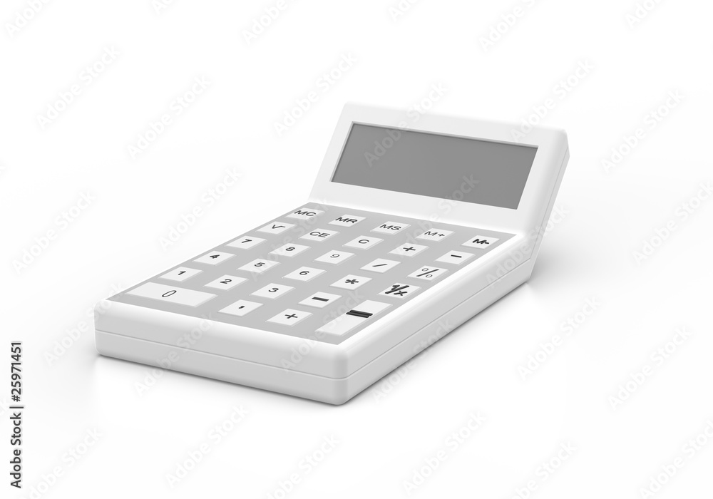 3D rendering of calculator , on white background 3D rendering of calculator , on white background