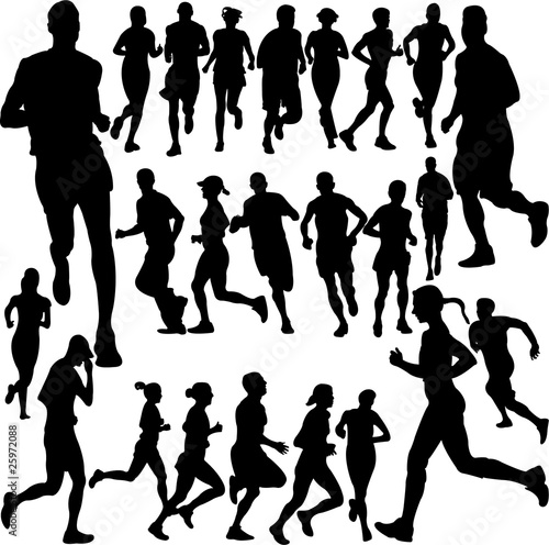 running people set vector