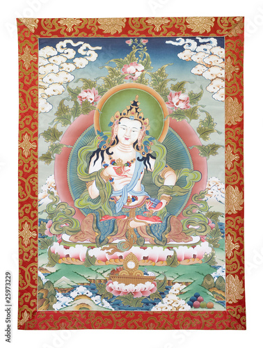 Inner part (cut out) of Tibetan thangka with Dorje Sempa