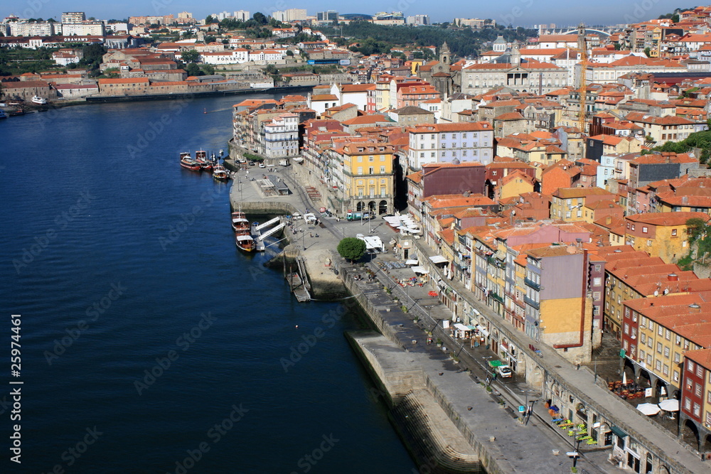 aerial shot of Ribeira in Porto