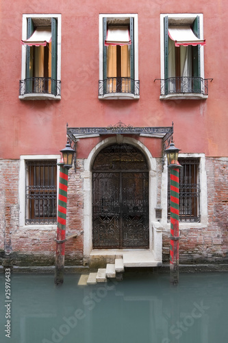 An old rustic hotel in the canals of Venice