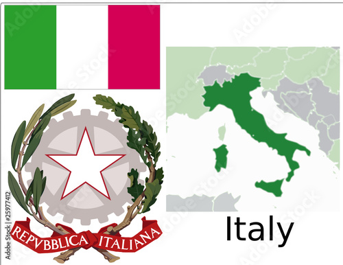 Italy flag national emblem map